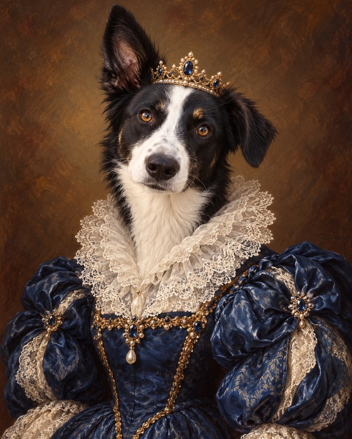 Perra con vestido y corona